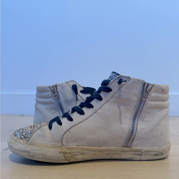 Golden Goose Slide Sneakers Cream / Multi Glitter Size 40 - Pre Owned - Picture 8 of 17